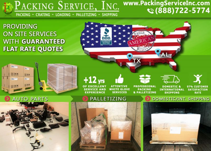 Packing Car Parts in Boxes, Palletize and Ship AL to TX