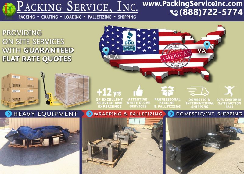 Oven and restaurant items palletizing and shipping VA-CA