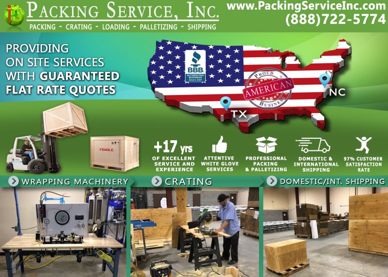 Wrap machinery and crate North Carolina to Texas