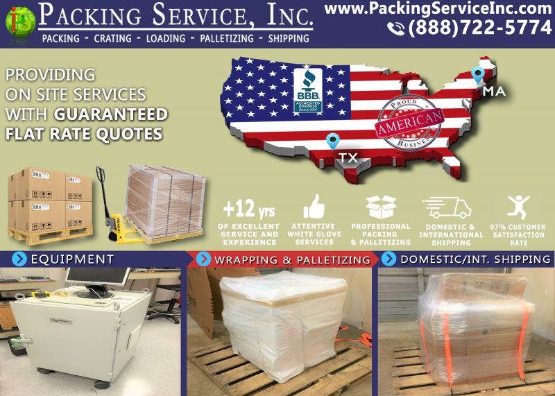 Wrap Machinery, Palletize and Ship from TX to MA